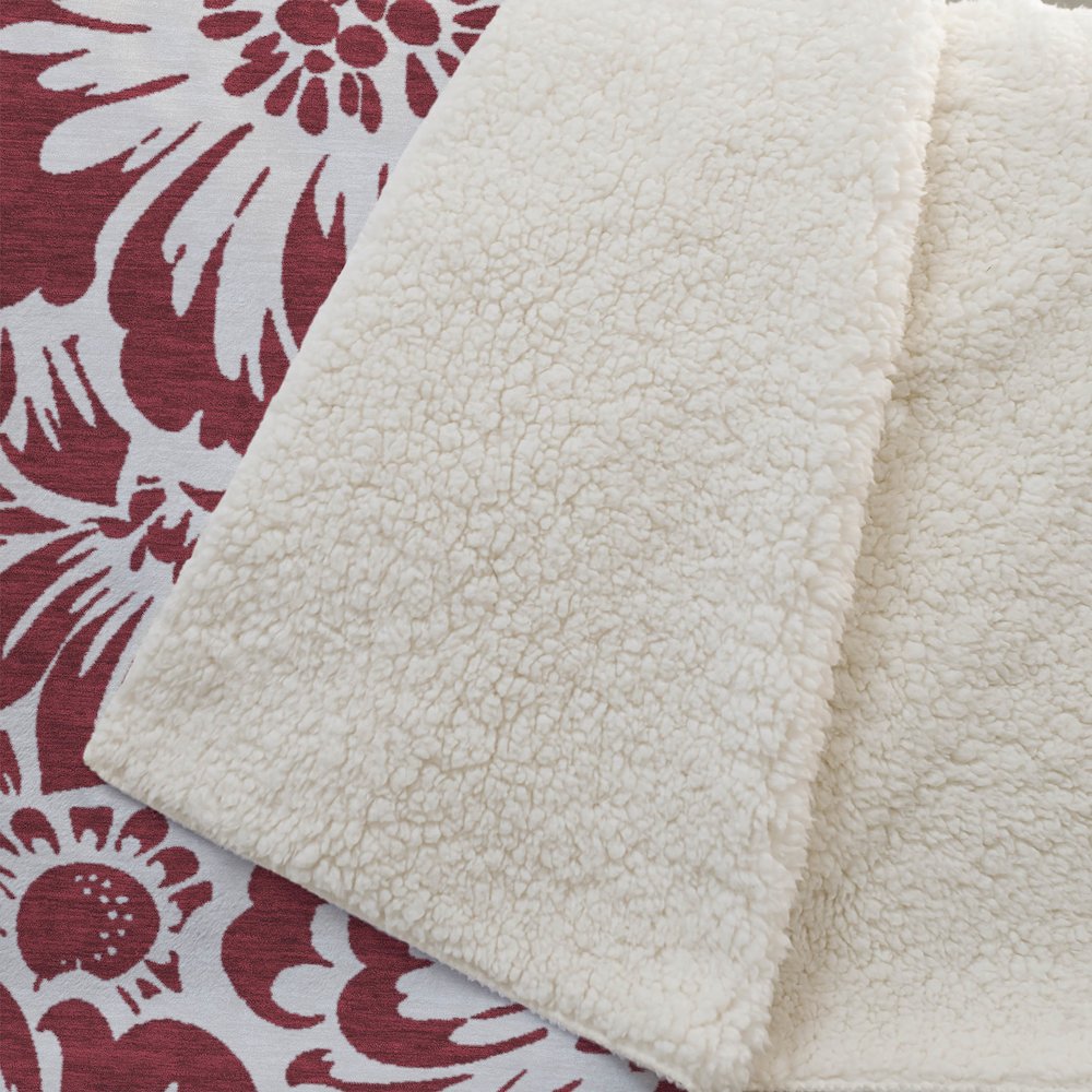 Premium Machine Washable ASB551 Burgundy 50" x 70" Sherpa Throw Blanket. Picture 2