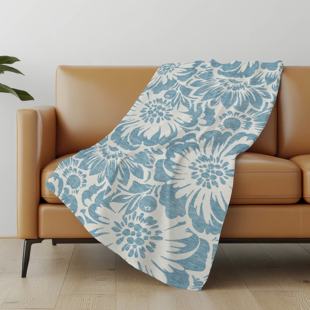 Premium Machine Washable ASB551 Denim 50" x 70" Sherpa Throw Blanket. Picture 5
