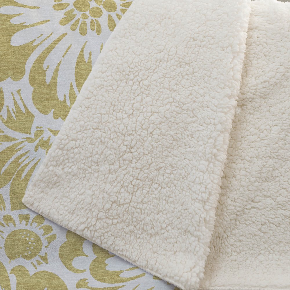 Premium Machine Washable ASB551 Gold 50" x 70" Sherpa Throw Blanket. Picture 2