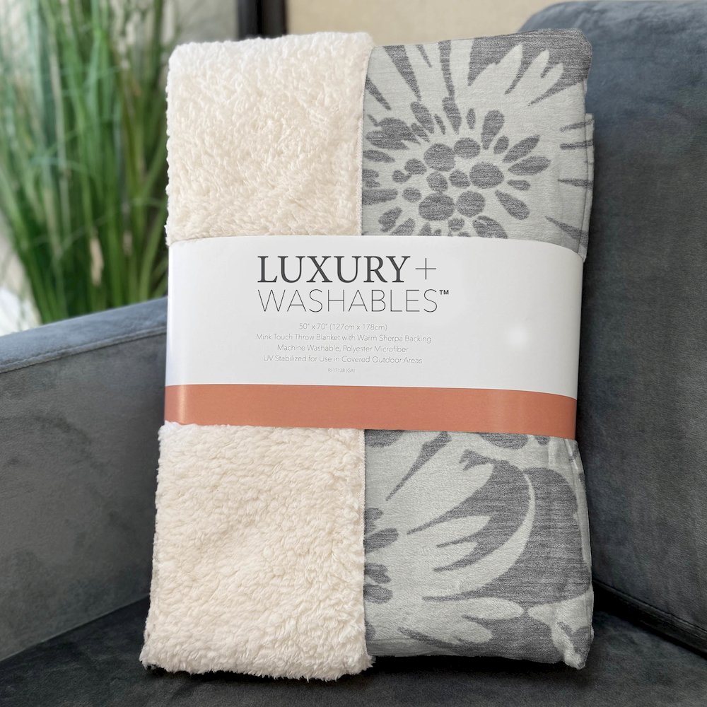 Premium Machine Washable ASB551 Gray 50" x 70" Sherpa Throw Blanket. Picture 3