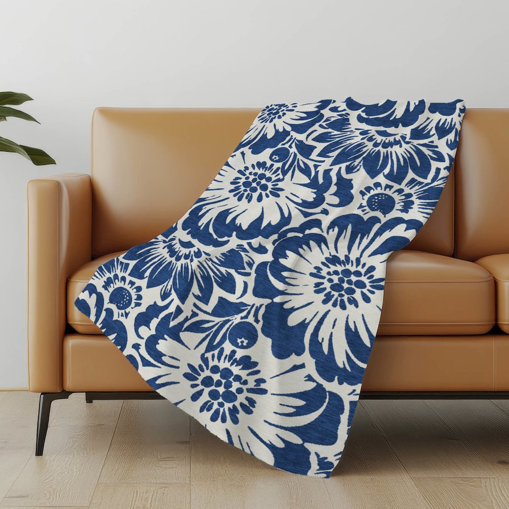 Premium Machine Washable ASB551 Navy 50" x 70" Sherpa Throw Blanket. Picture 5