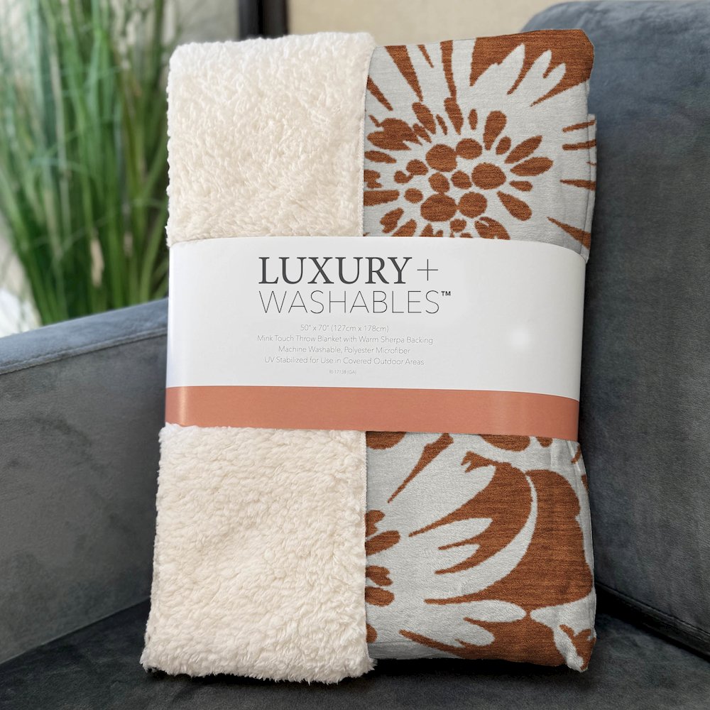 Premium Machine Washable ASB551 Paprika 50" x 70" Sherpa Throw Blanket. Picture 3