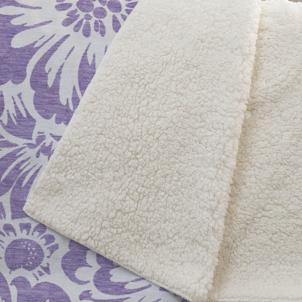 Premium Machine Washable ASB551 Purple 50" x 70" Sherpa Throw Blanket. Picture 2