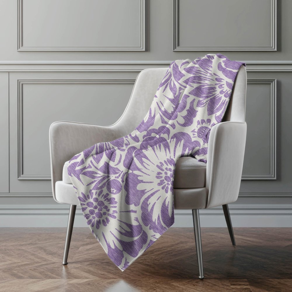 Premium Machine Washable ASB551 Purple 50" x 70" Sherpa Throw Blanket. Picture 4