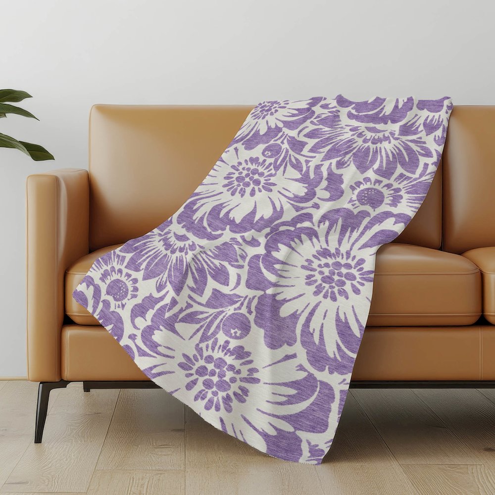 Premium Machine Washable ASB551 Purple 50" x 70" Sherpa Throw Blanket. Picture 5