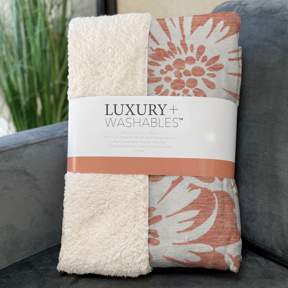 Premium Machine Washable ASB551 Salmon 50" x 70" Sherpa Throw Blanket. Picture 3