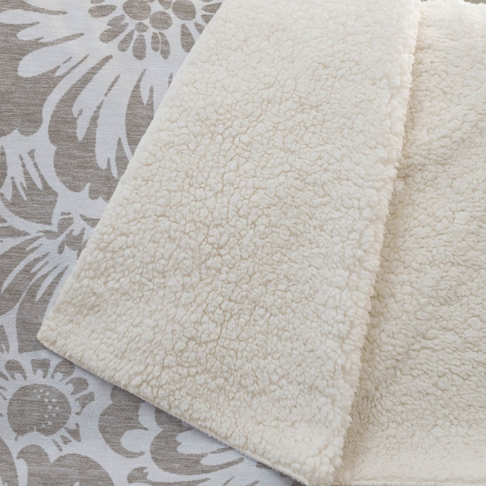 Premium Machine Washable ASB551 Taupe 50" x 70" Sherpa Throw Blanket. Picture 2