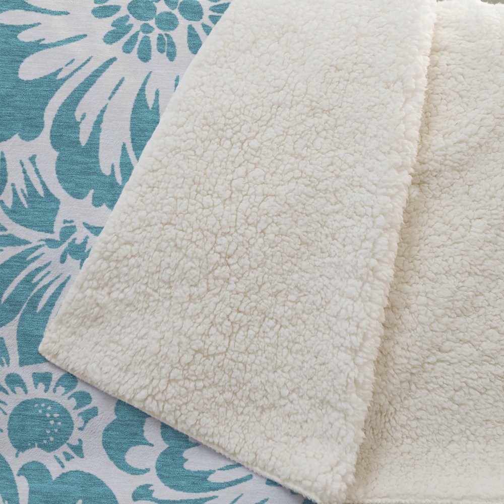 Premium Machine Washable ASB551 Teal 50" x 70" Sherpa Throw Blanket. Picture 2