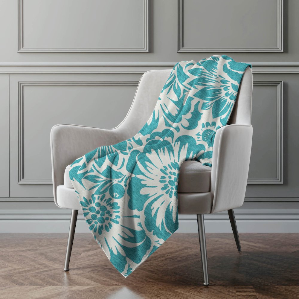 Premium Machine Washable ASB551 Teal 50" x 70" Sherpa Throw Blanket. Picture 4