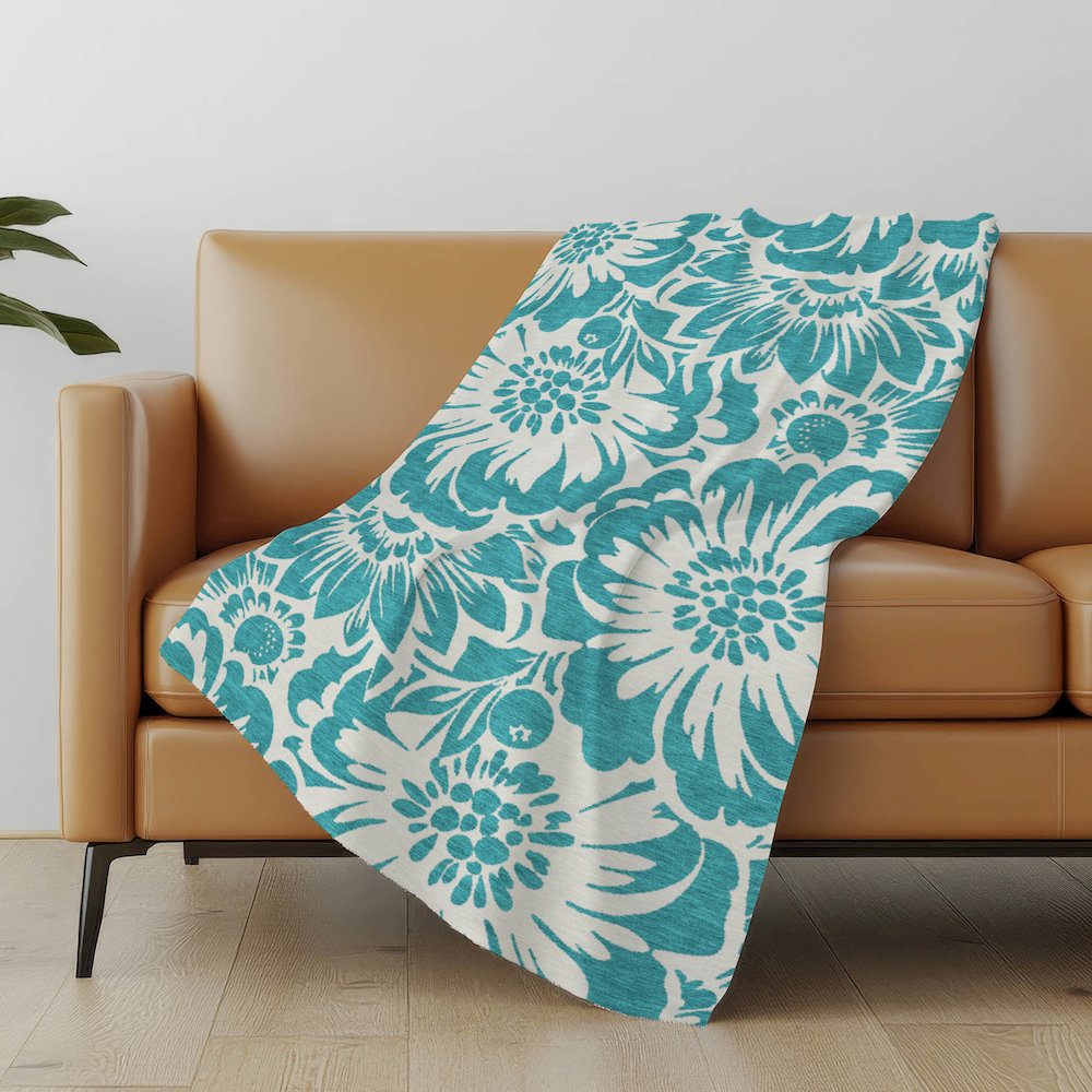 Premium Machine Washable ASB551 Teal 50" x 70" Sherpa Throw Blanket. Picture 5