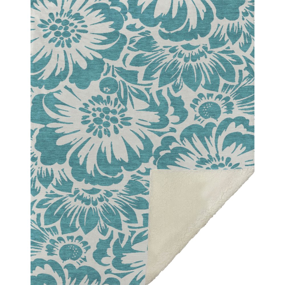 Premium Machine Washable ASB551 Teal 50" x 70" Sherpa Throw Blanket. Picture 1
