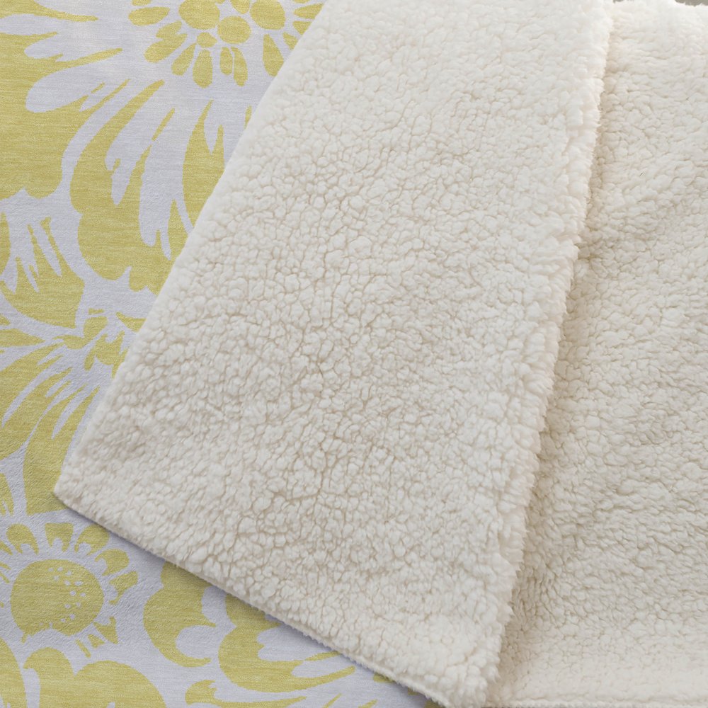 Premium Machine Washable ASB551 Yellow 50" x 70" Sherpa Throw Blanket. Picture 2