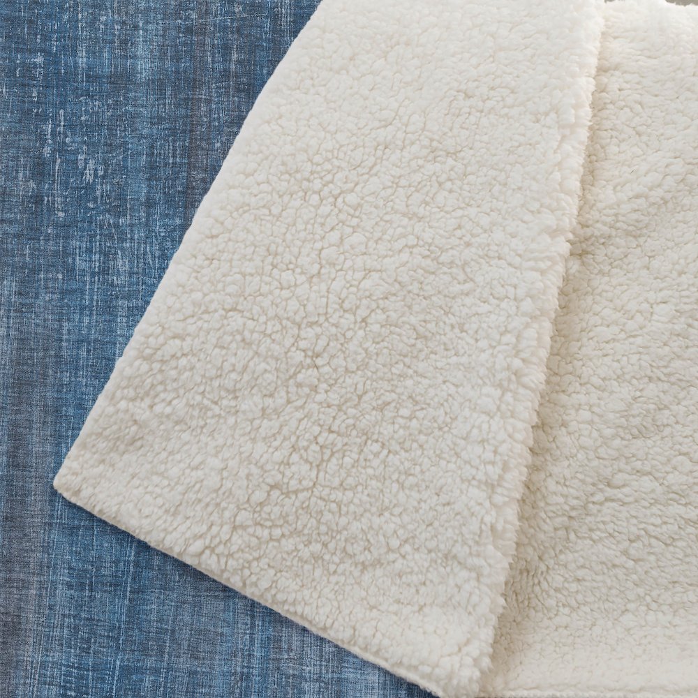 Premium Machine Washable ASB552 Blue 50" x 70" Sherpa Throw Blanket. Picture 2