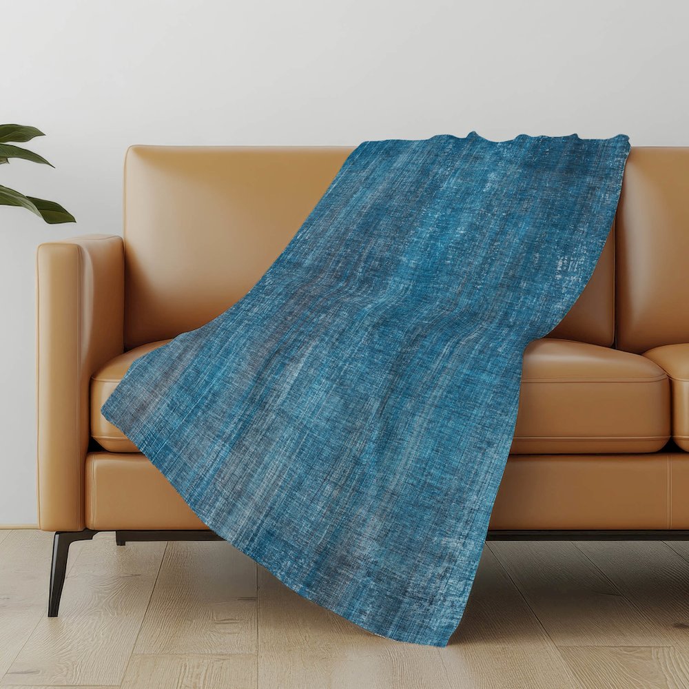 Premium Machine Washable ASB552 Blue 50" x 70" Sherpa Throw Blanket. Picture 5