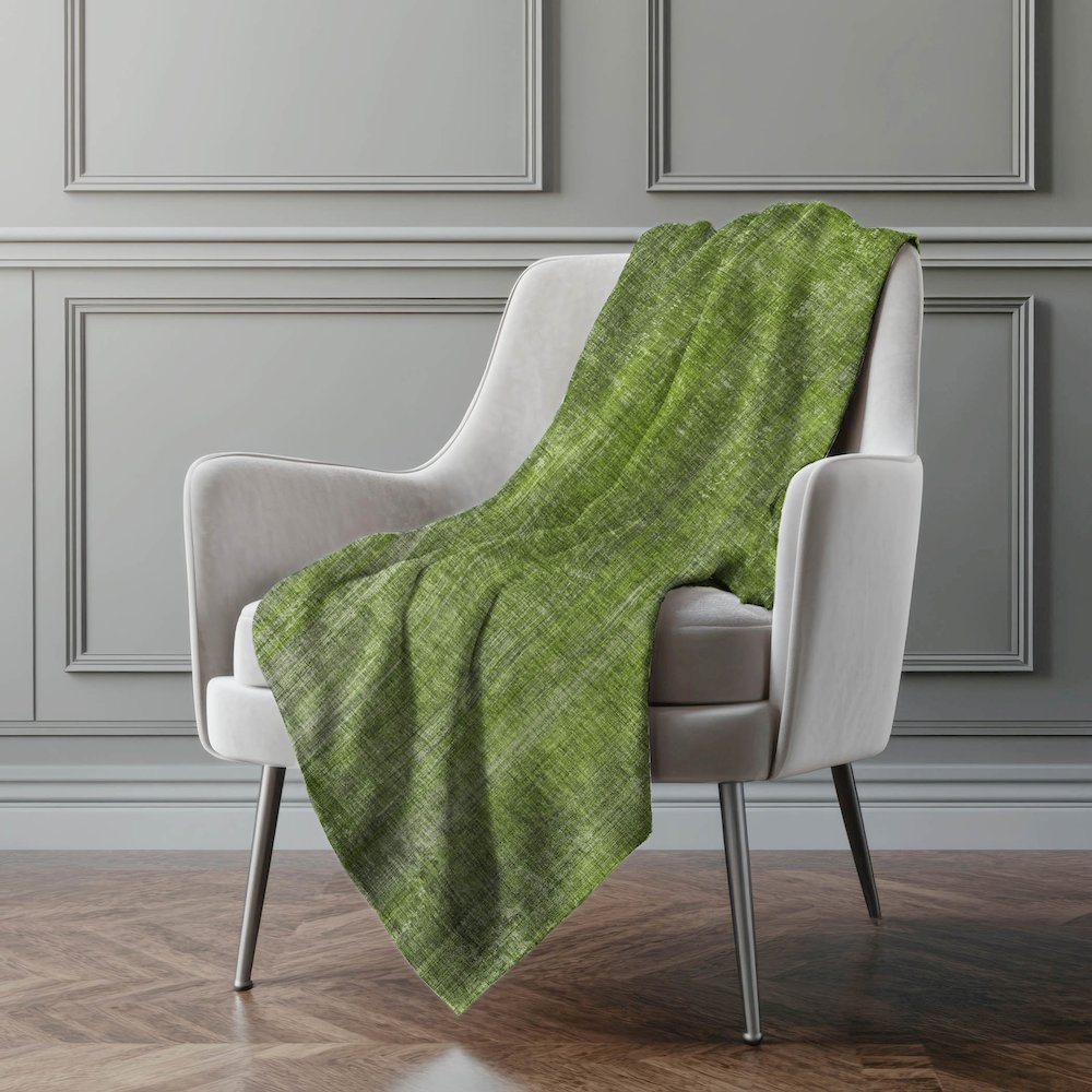 Premium Machine Washable ASB552 Green 50" x 70" Sherpa Throw Blanket. Picture 4