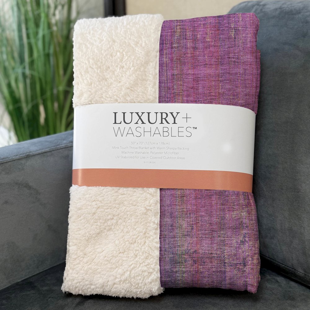 Premium Machine Washable ASB552 Lilac 50" x 70" Sherpa Throw Blanket. Picture 3