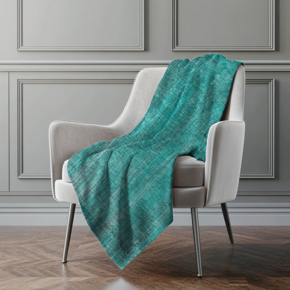 Premium Machine Washable ASB552 Teal 50" x 70" Sherpa Throw Blanket. Picture 4