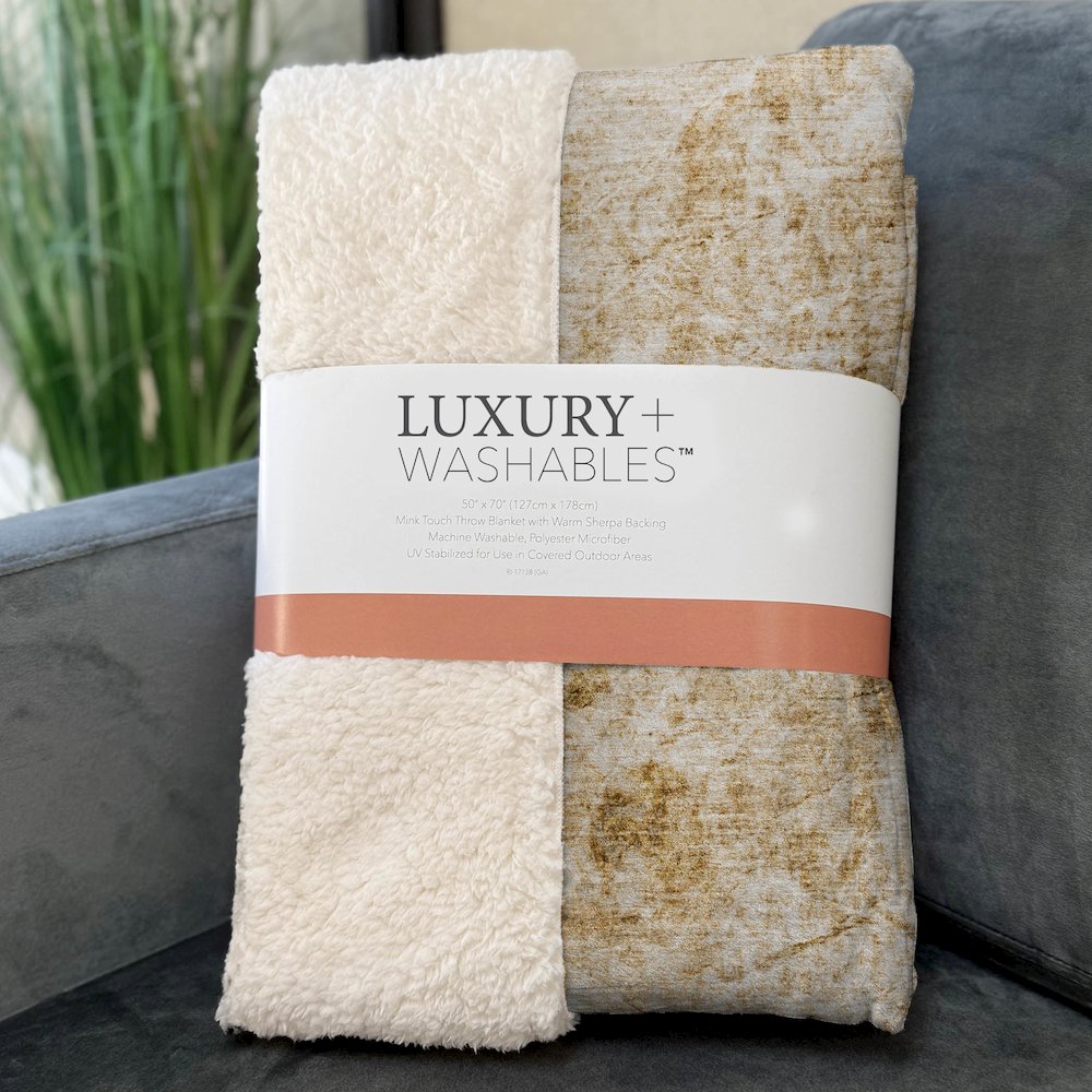 Premium Machine Washable ASB553 Beige 50" x 70" Sherpa Throw Blanket. Picture 3