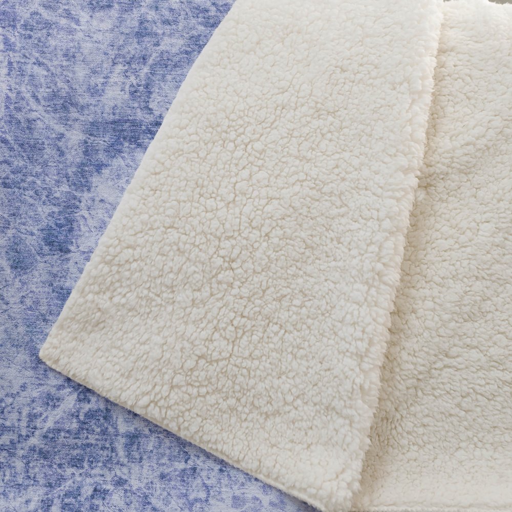 Premium Machine Washable ASB553 Blue 50" x 70" Sherpa Throw Blanket. Picture 2