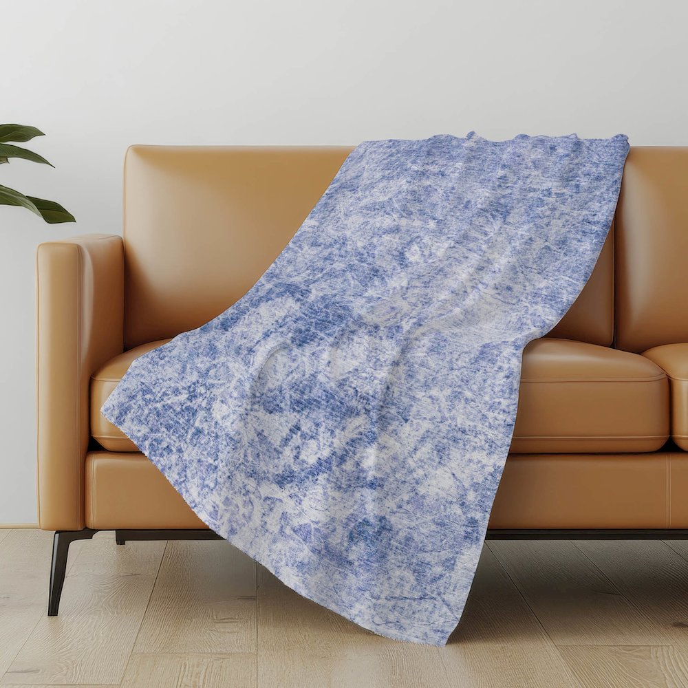 Premium Machine Washable ASB553 Blue 50" x 70" Sherpa Throw Blanket. Picture 5