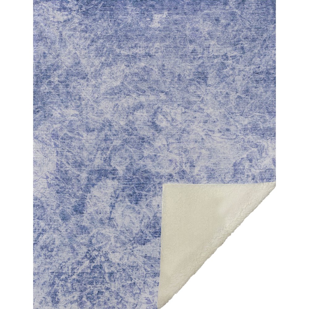 Premium Machine Washable ASB553 Blue 50" x 70" Sherpa Throw Blanket. Picture 1
