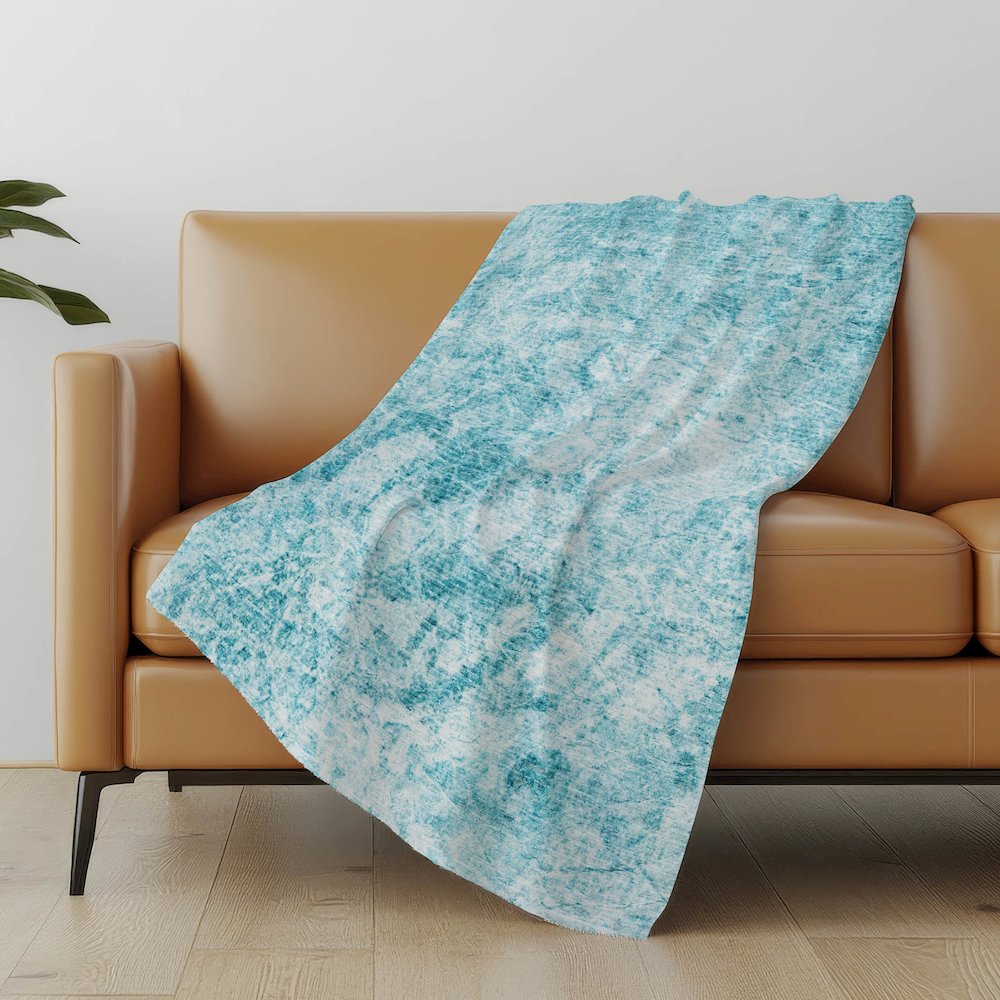 Premium Machine Washable ASB553 Teal 50" x 70" Sherpa Throw Blanket. Picture 5