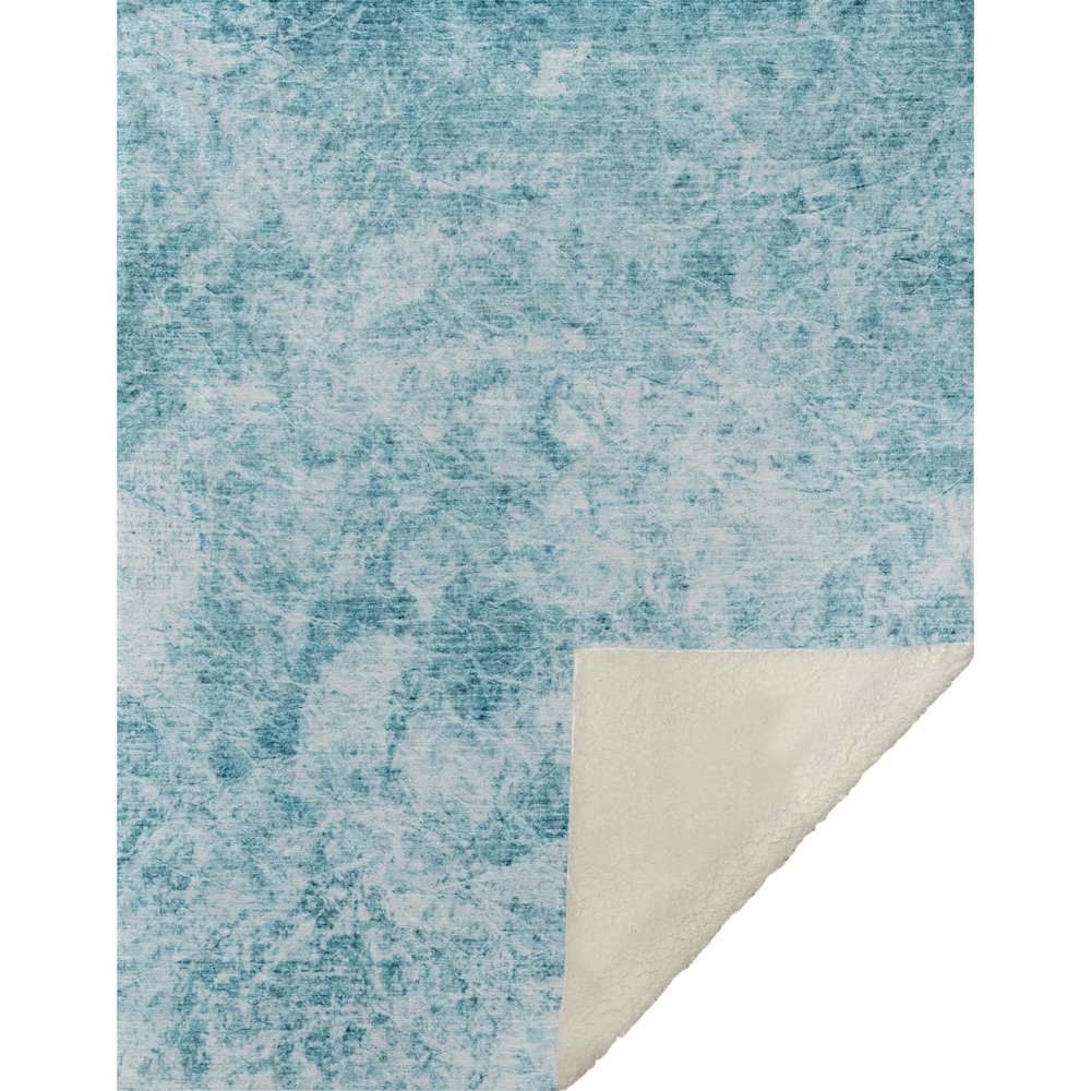 Premium Machine Washable ASB553 Teal 50" x 70" Sherpa Throw Blanket. Picture 1