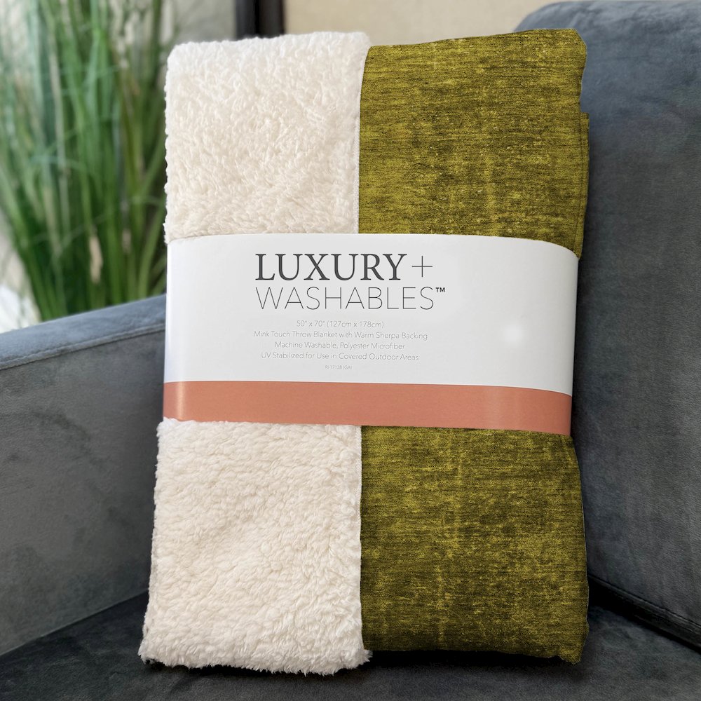 Premium Machine Washable ASB554 Gold 50" x 70" Sherpa Throw Blanket. Picture 3