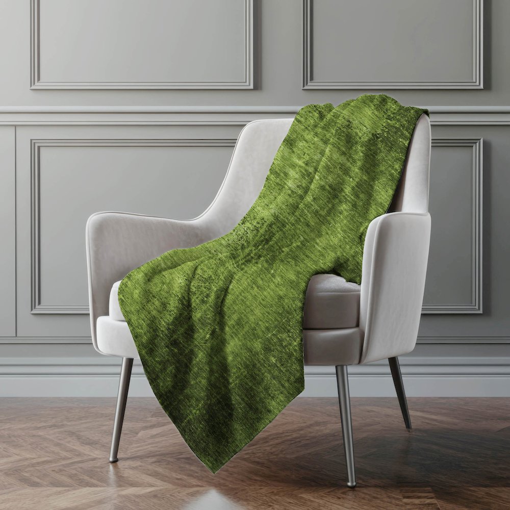 Premium Machine Washable ASB554 Green 50" x 70" Sherpa Throw Blanket. Picture 4