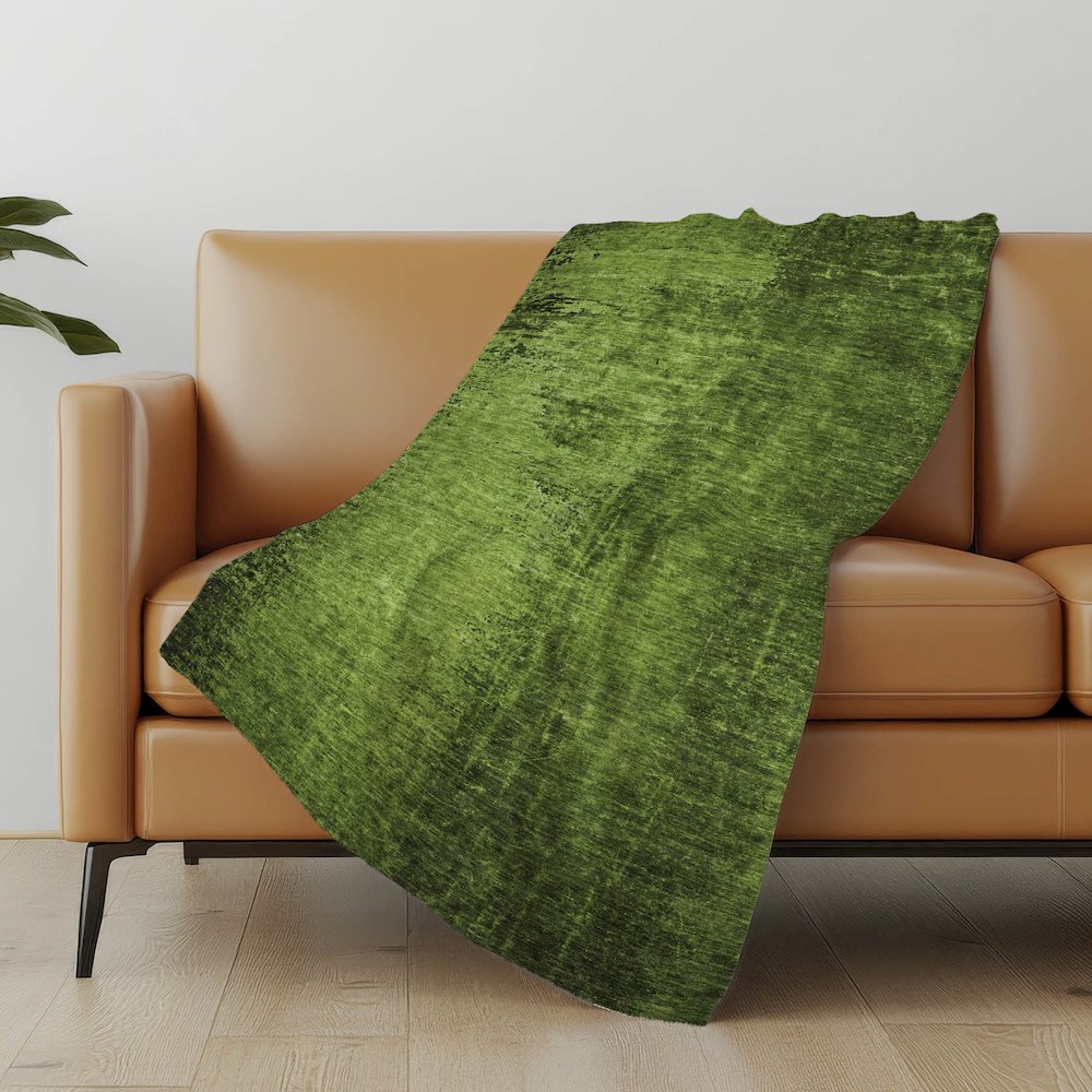 Premium Machine Washable ASB554 Green 50" x 70" Sherpa Throw Blanket. Picture 5