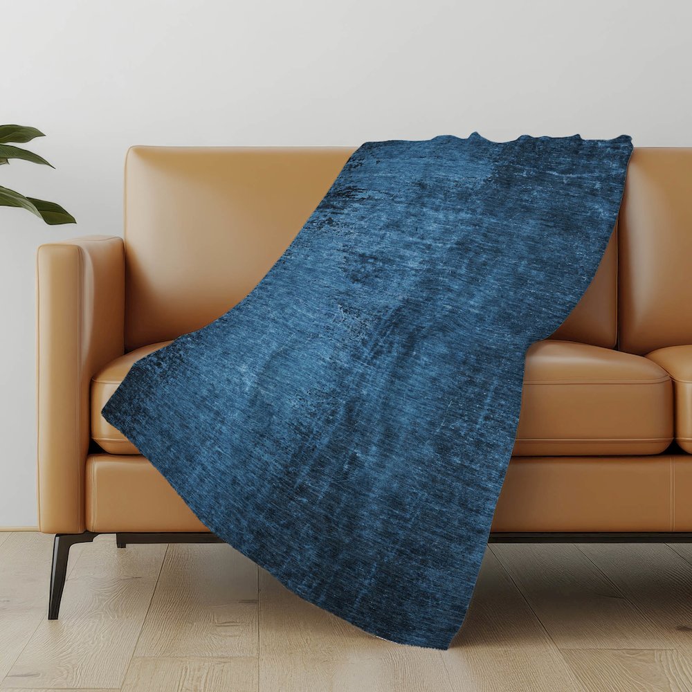Premium Machine Washable ASB554 Navy 50" x 70" Sherpa Throw Blanket. Picture 5