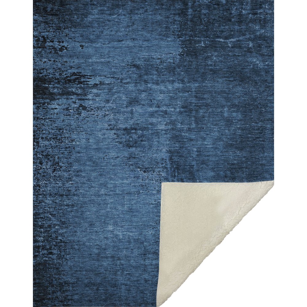 Premium Machine Washable ASB554 Navy 50" x 70" Sherpa Throw Blanket. Picture 1
