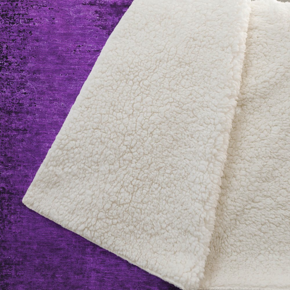 Premium Machine Washable ASB554 Purple 50" x 70" Sherpa Throw Blanket. Picture 2