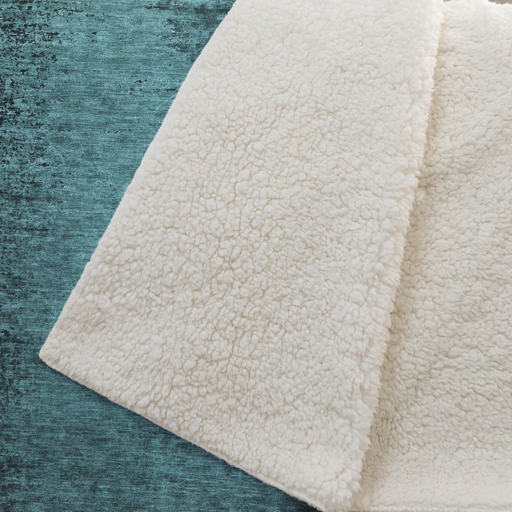 Premium Machine Washable ASB554 Teal 50" x 70" Sherpa Throw Blanket. Picture 2