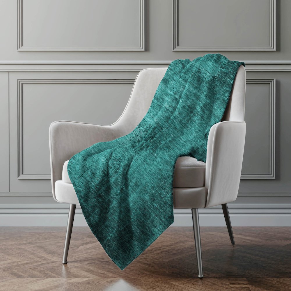 Premium Machine Washable ASB554 Teal 50" x 70" Sherpa Throw Blanket. Picture 4