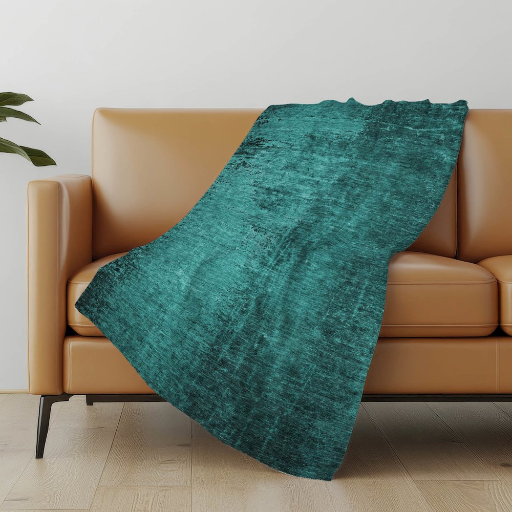 Premium Machine Washable ASB554 Teal 50" x 70" Sherpa Throw Blanket. Picture 5