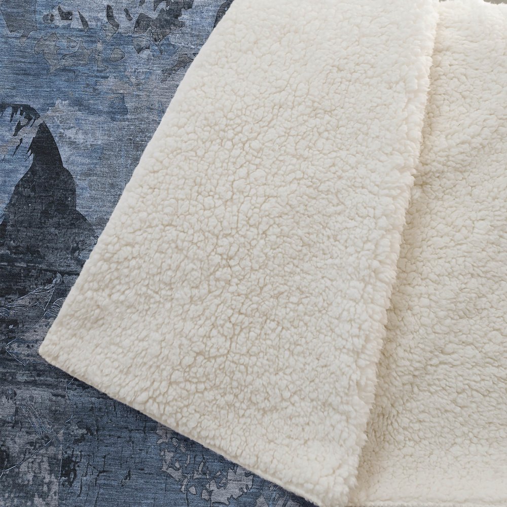 Premium Machine Washable ASB555 Denim 50" x 70" Sherpa Throw Blanket. Picture 2