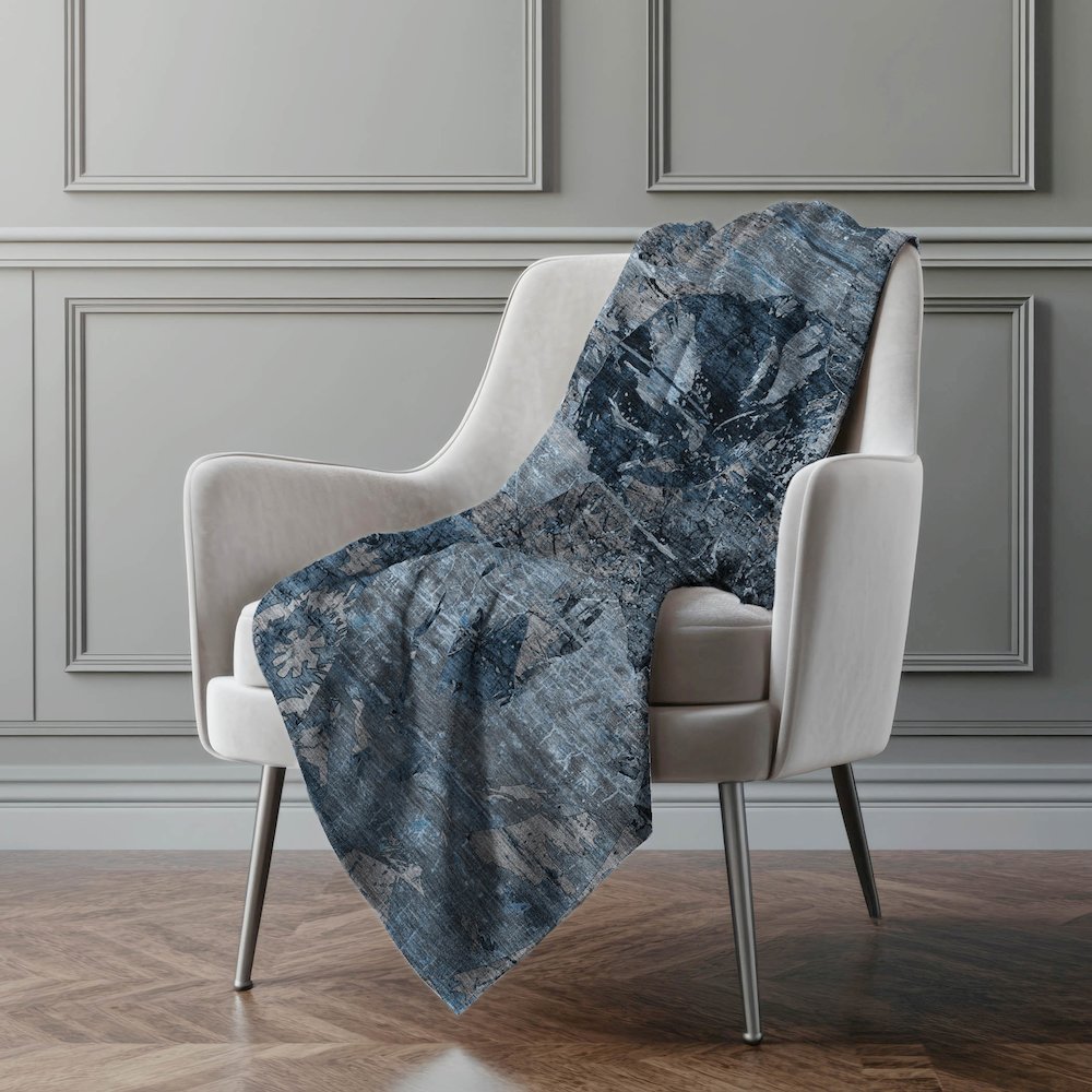 Premium Machine Washable ASB555 Denim 50" x 70" Sherpa Throw Blanket. Picture 4