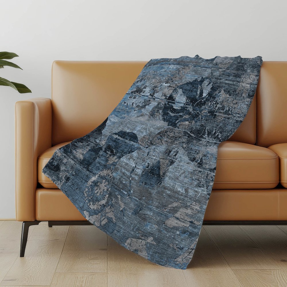 Premium Machine Washable ASB555 Denim 50" x 70" Sherpa Throw Blanket. Picture 5