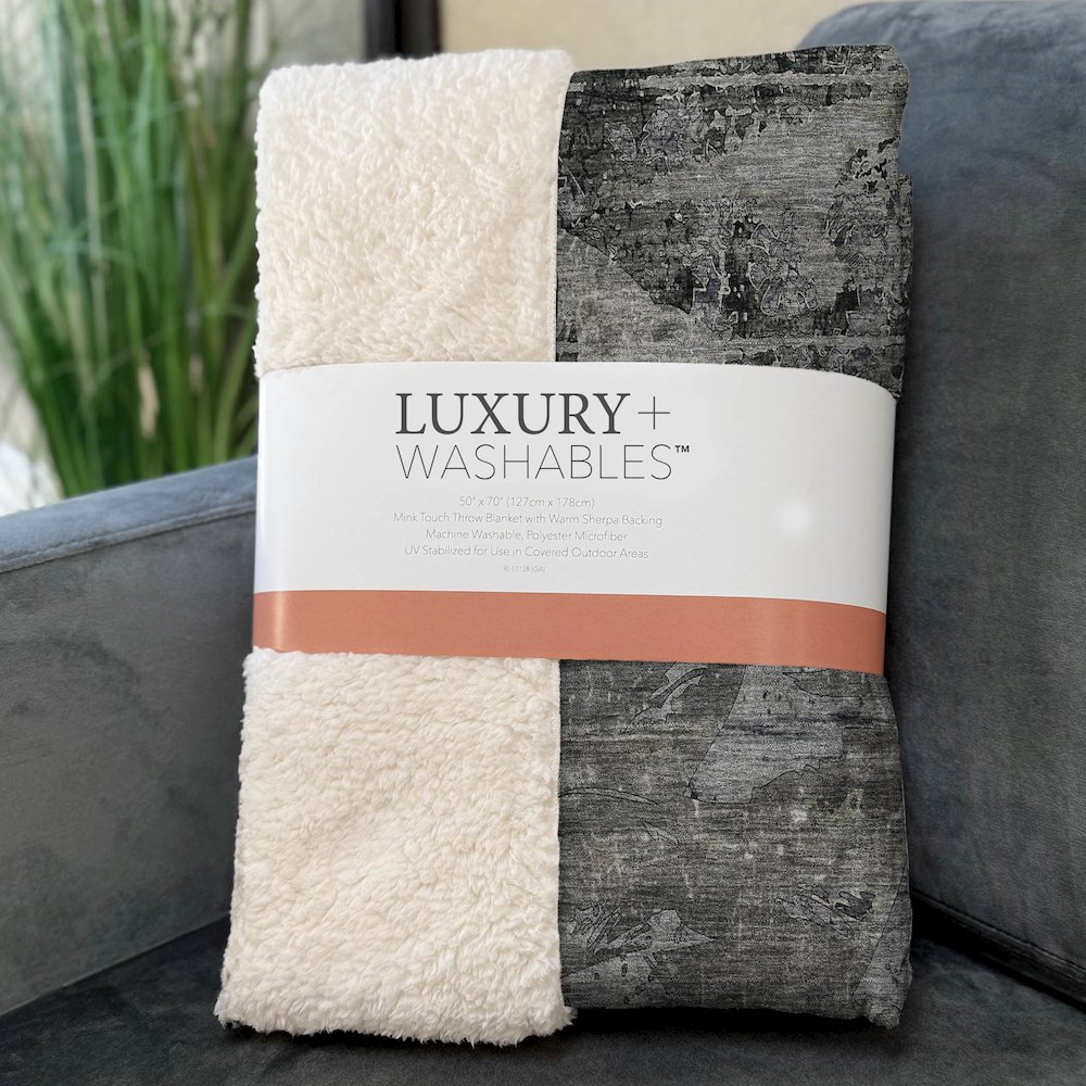 Premium Machine Washable ASB555 Gray 50" x 70" Sherpa Throw Blanket. Picture 3