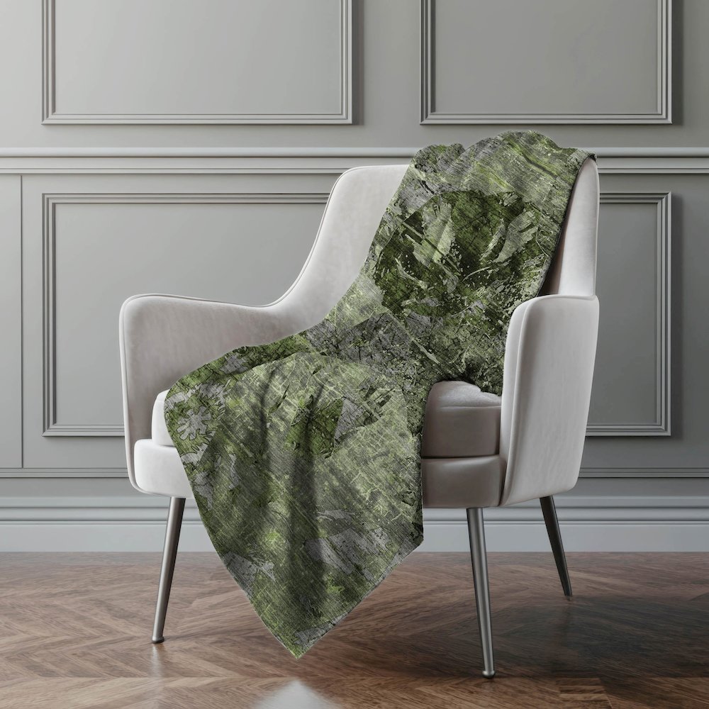 Premium Machine Washable ASB555 Green 50" x 70" Sherpa Throw Blanket. Picture 4