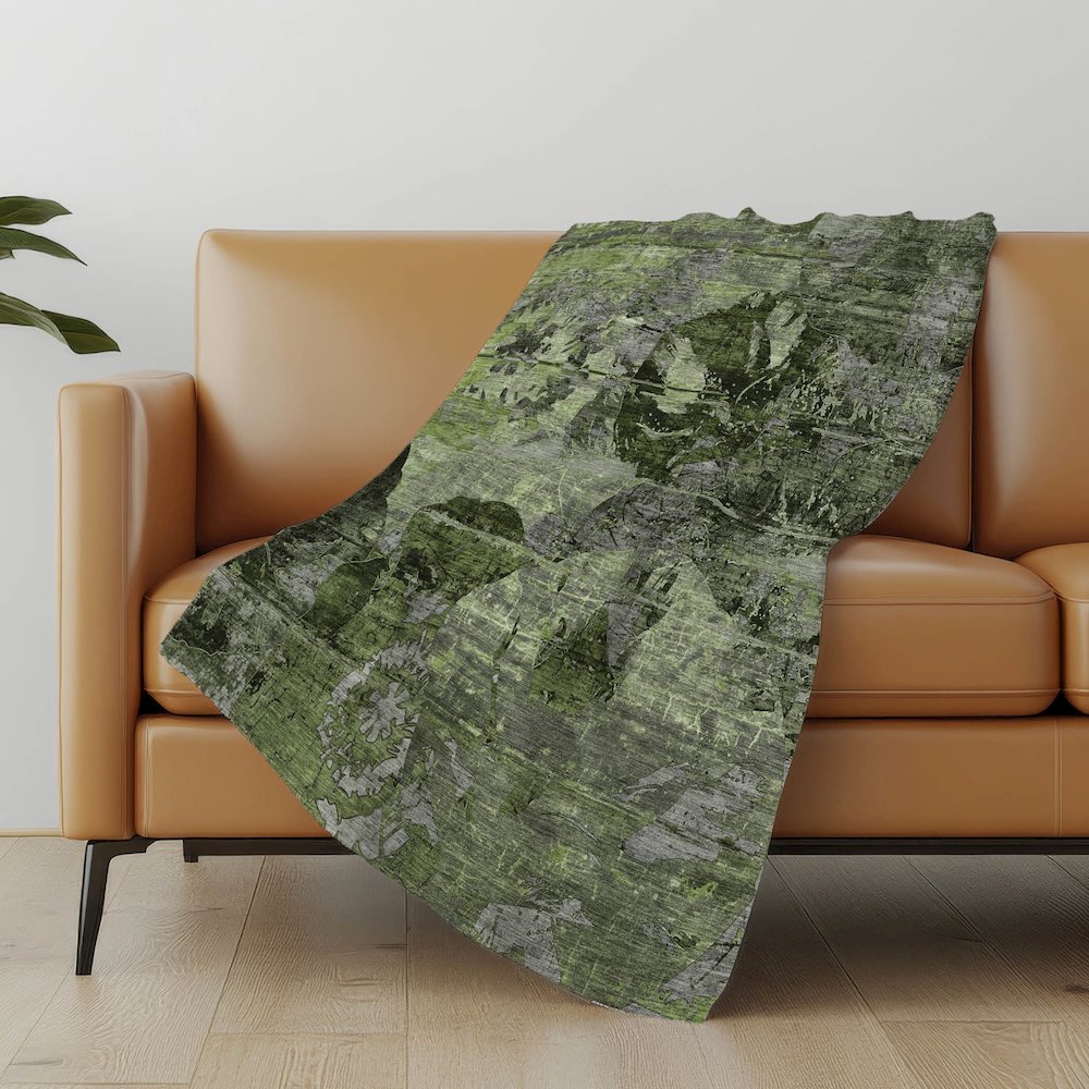 Premium Machine Washable ASB555 Green 50" x 70" Sherpa Throw Blanket. Picture 5