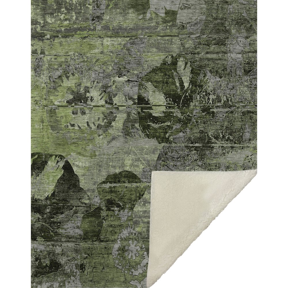 Premium Machine Washable ASB555 Green 50" x 70" Sherpa Throw Blanket. Picture 1