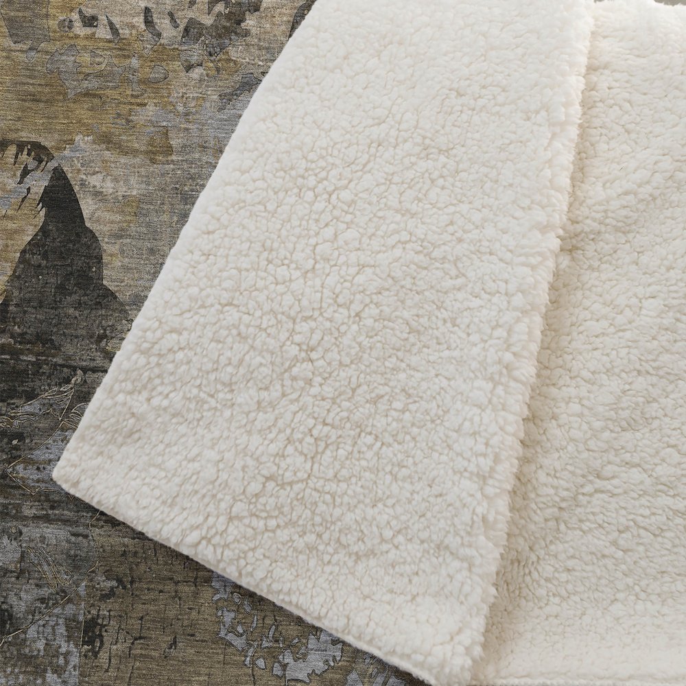 Premium Machine Washable ASB555 Mocha 50" x 70" Sherpa Throw Blanket. Picture 2