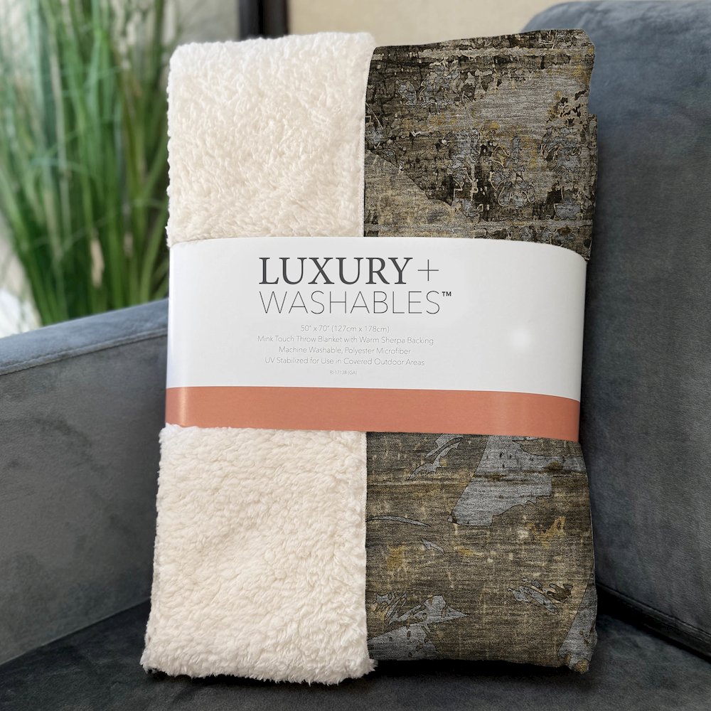 Premium Machine Washable ASB555 Mocha 50" x 70" Sherpa Throw Blanket. Picture 3