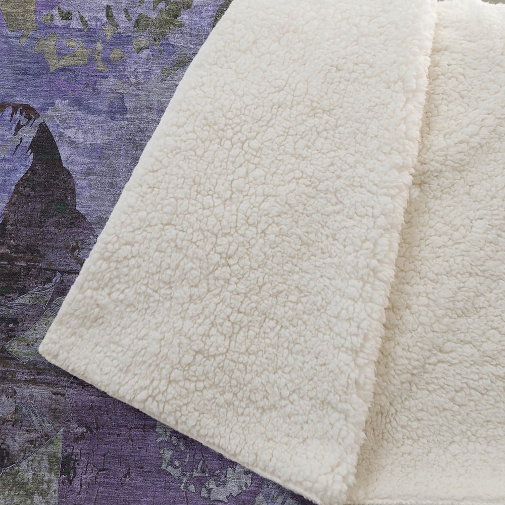 Premium Machine Washable ASB555 Purple 50" x 70" Sherpa Throw Blanket. Picture 2