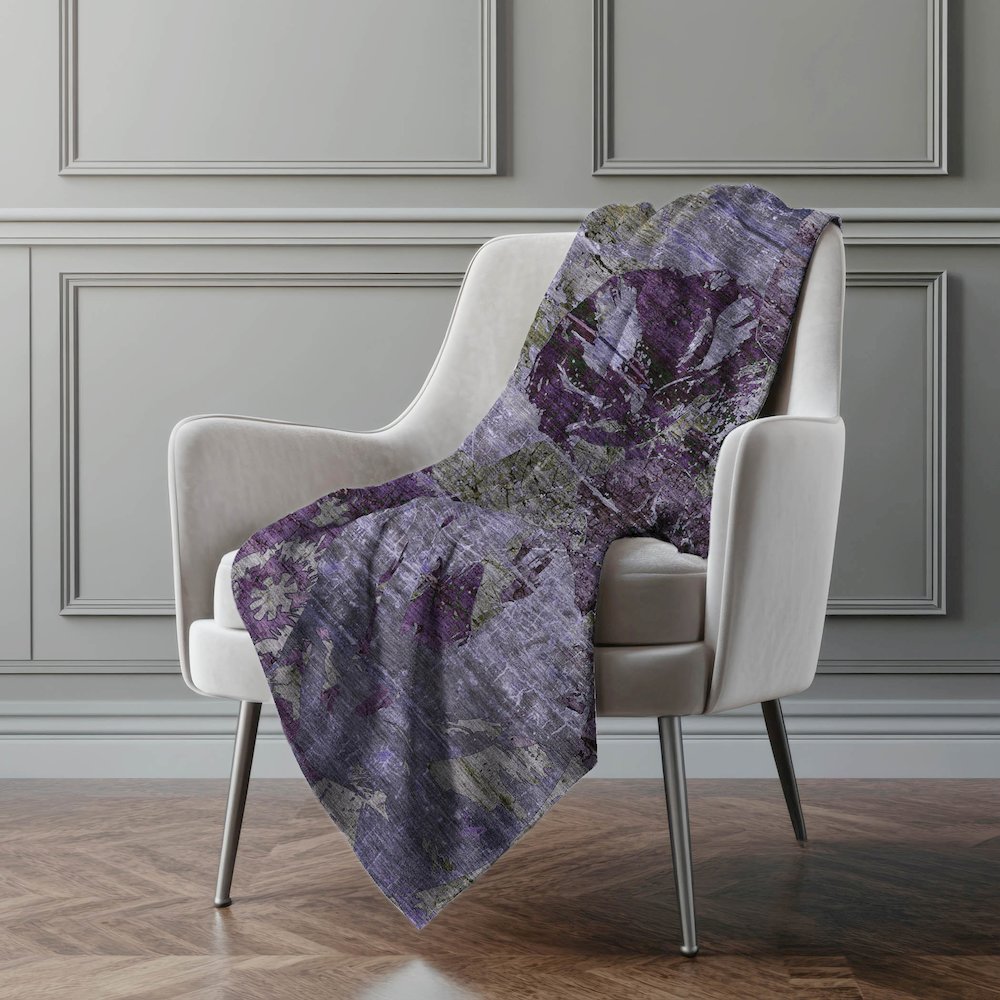 Premium Machine Washable ASB555 Purple 50" x 70" Sherpa Throw Blanket. Picture 4