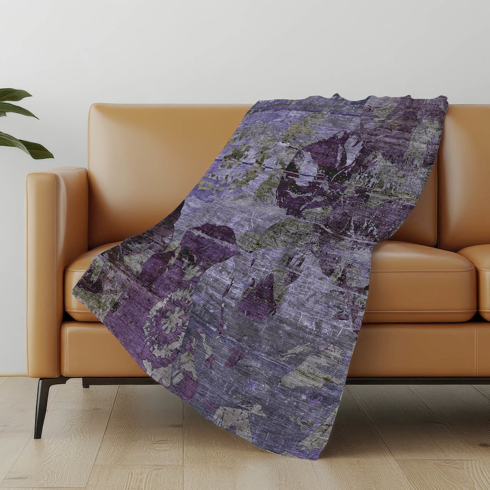 Premium Machine Washable ASB555 Purple 50" x 70" Sherpa Throw Blanket. Picture 5