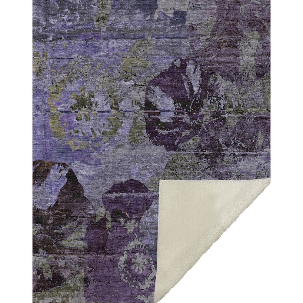 Premium Machine Washable ASB555 Purple 50" x 70" Sherpa Throw Blanket. Picture 1