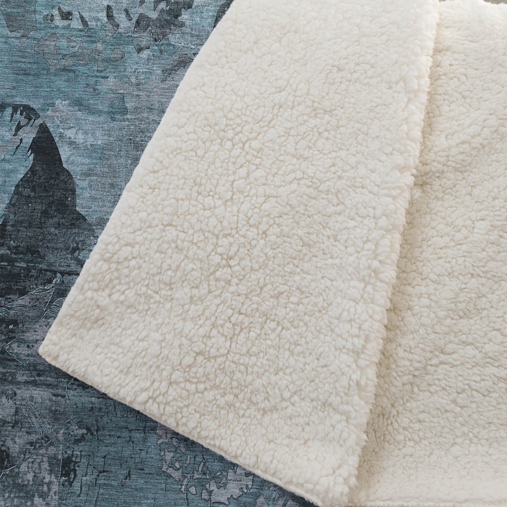 Premium Machine Washable ASB555 Teal 50" x 70" Sherpa Throw Blanket. Picture 2